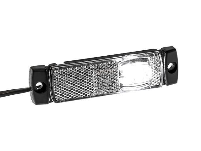 LED Positionsljus 130x32x14,5 vit 12-30V med reflex inkl. 450 mm kabel Valeryd