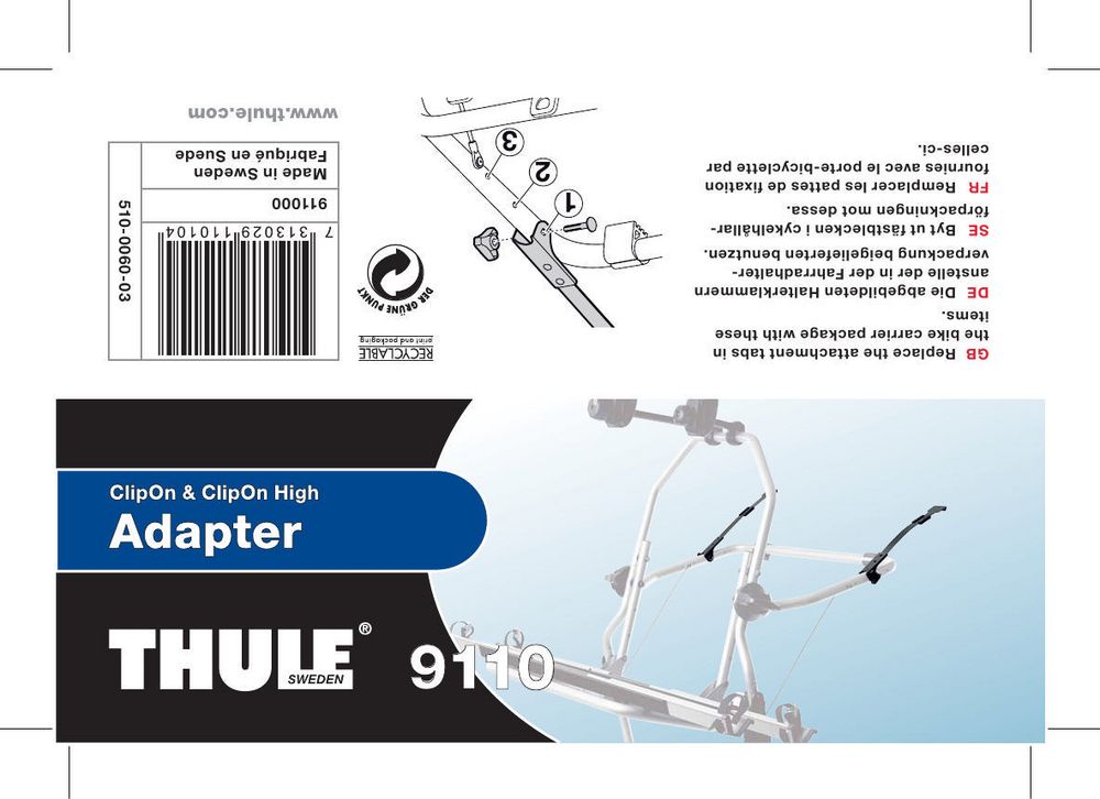 Adapter ClipOn / ClipOn High 2-pack Thule