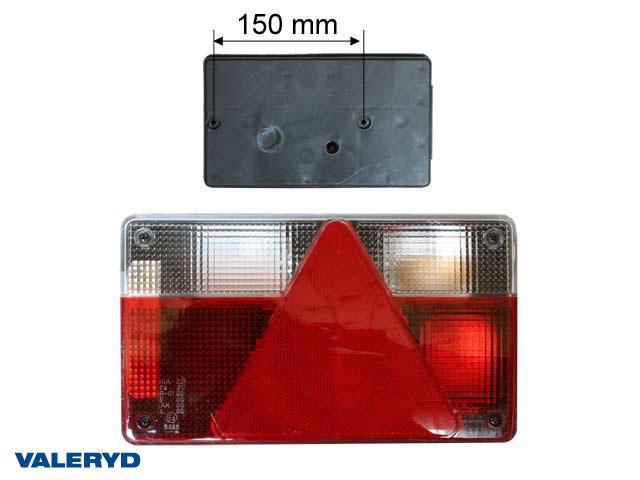 Baklampa Ajba H&ouml;ger 235x140x50 med dimljus, kabelgenomf&ouml;ring p&aring; baksidan, Valeryd
