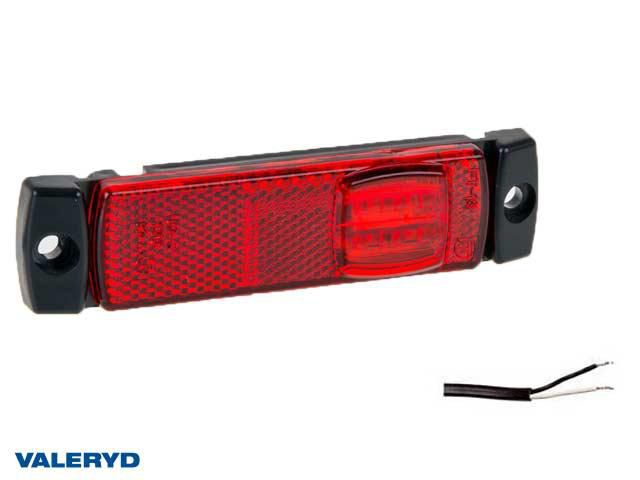 LED Positionsljus 130x32x14,5 röd 12-30V med reflex inkl. 450 mm kabel Valeryd