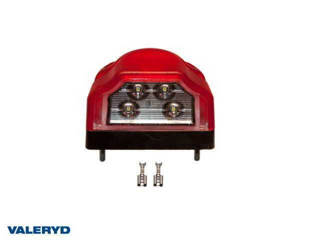 LED Nummerskyltsbelysning 96x64x66mm 12-30V. Med rött positionsljus. Valeryd